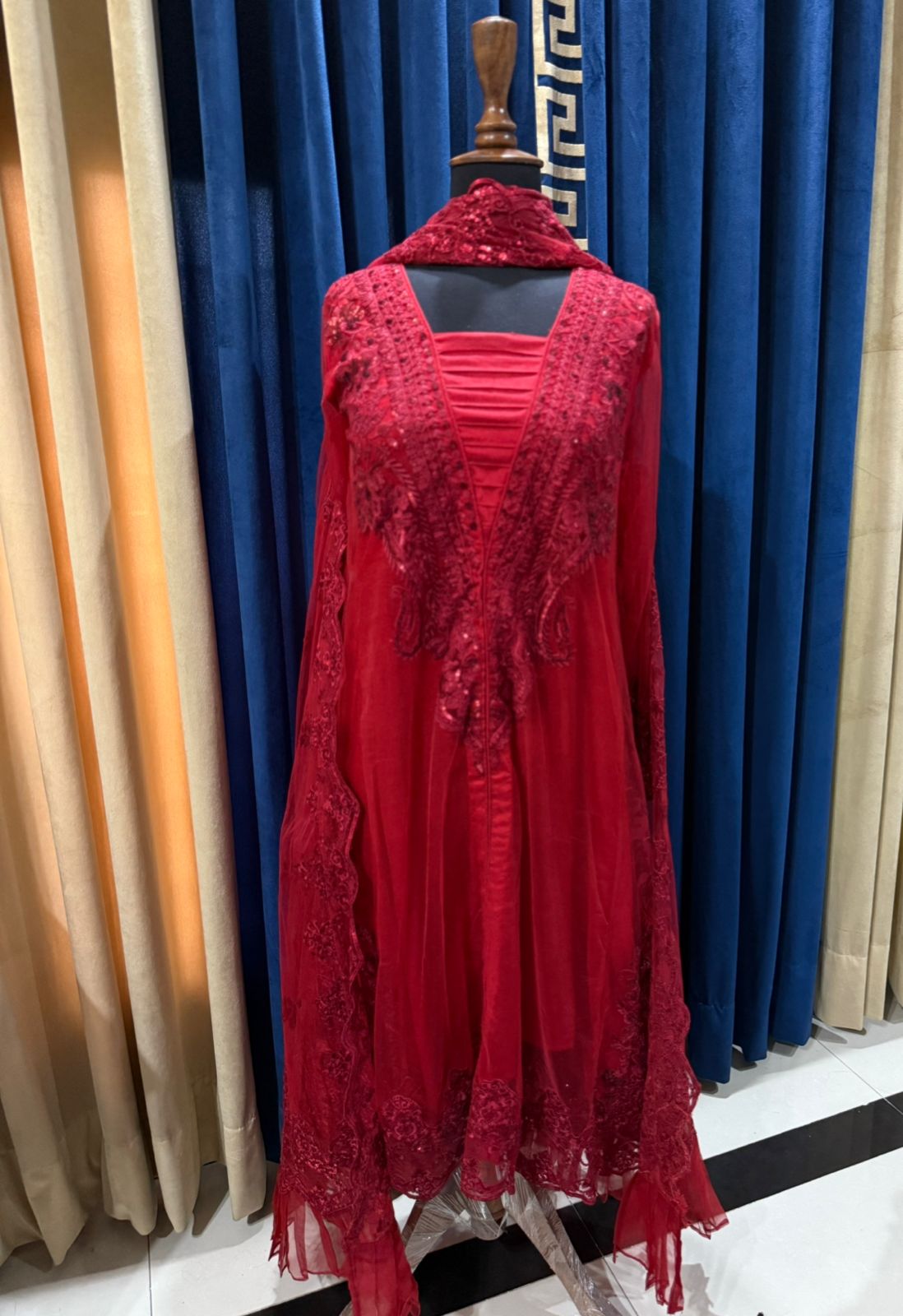 Unstitched Embroidered Cotton Satin Suit - Image 4