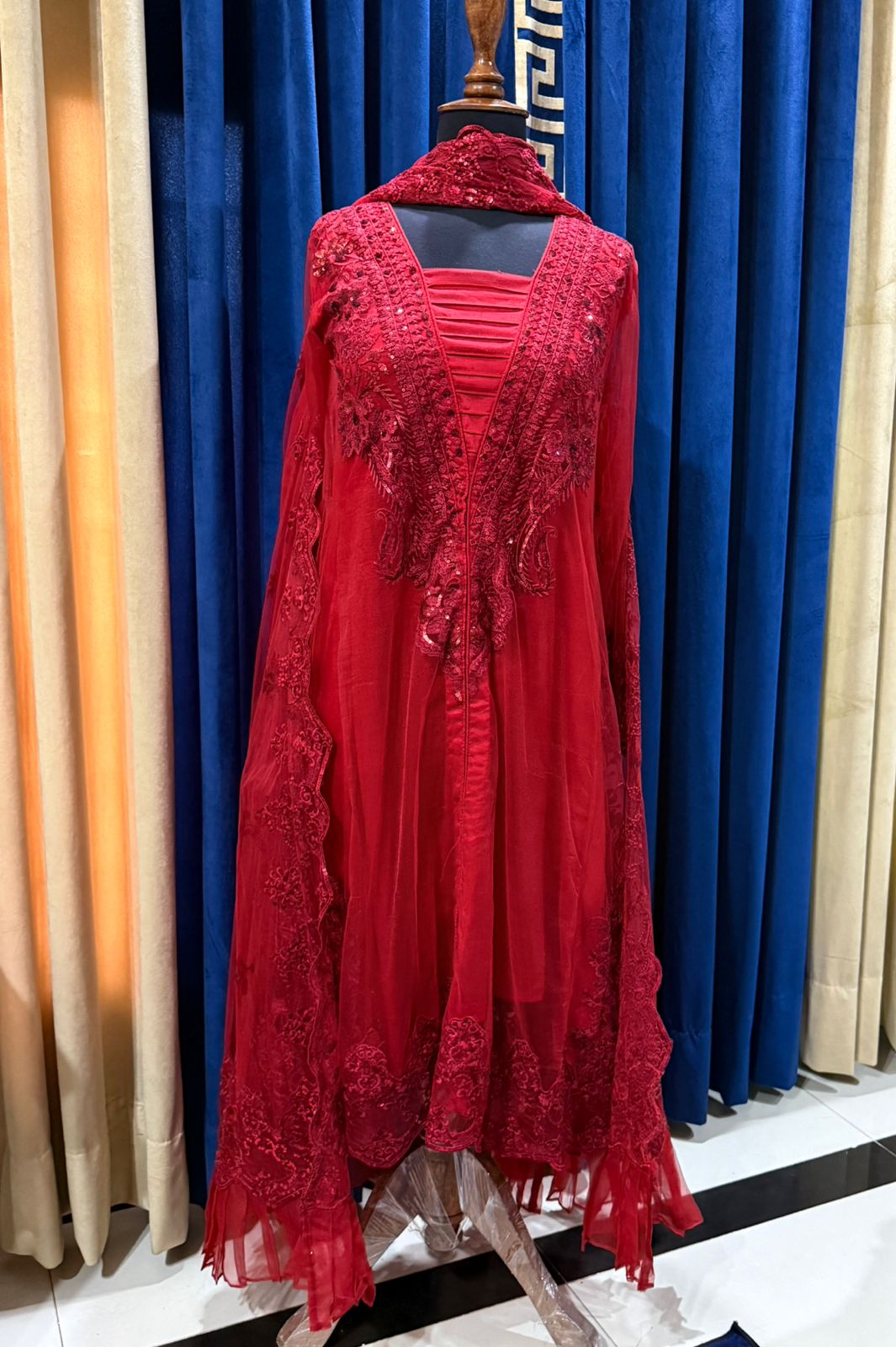 Unstitched Embroidered Cotton Satin Suit - Image 5