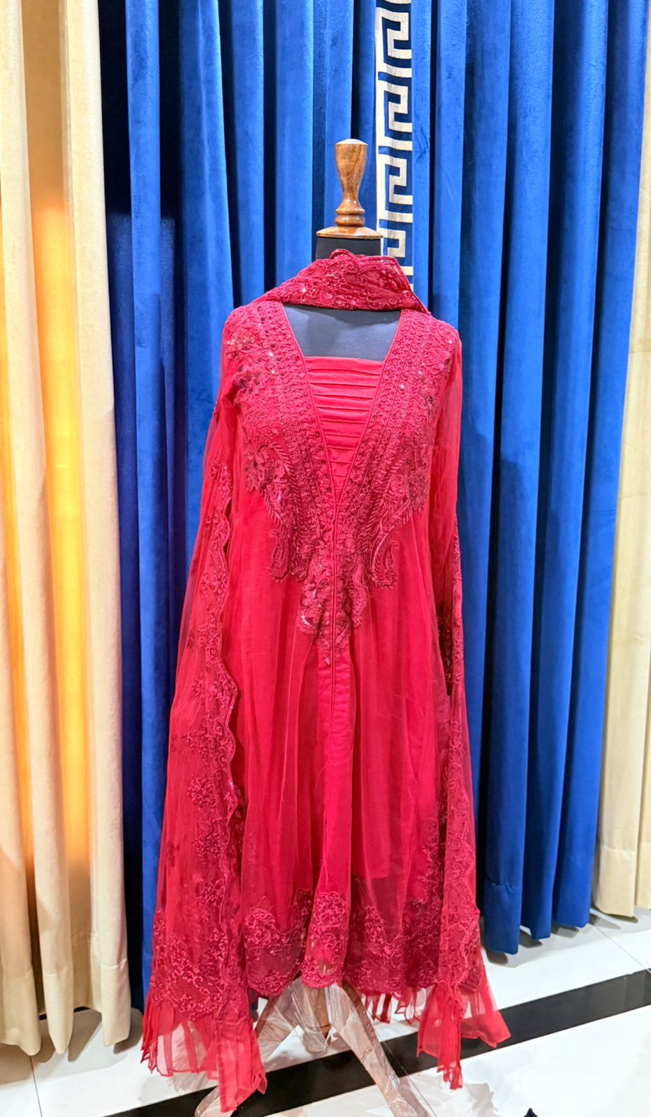 Unstitched Embroidered Cotton Satin Suit