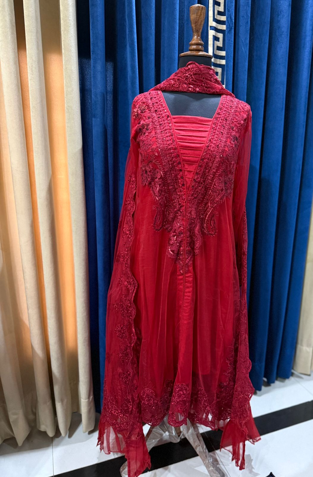 Unstitched Embroidered Cotton Satin Suit - Image 2